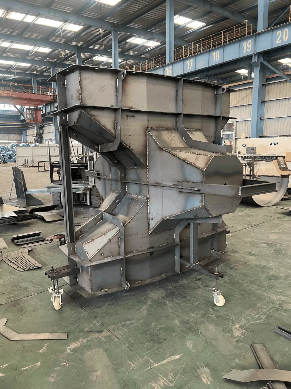 Large custom mould under the workshop overhead crane